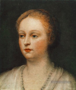  italien Art - Portrait d’une femme italien Renaissance Tintoretto